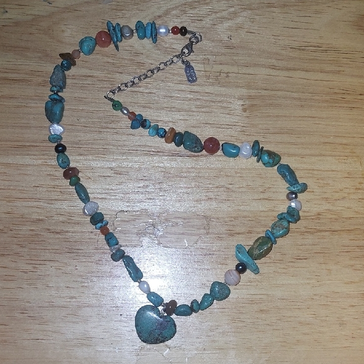 Turquoise And Brown Beaded Necklace 75$